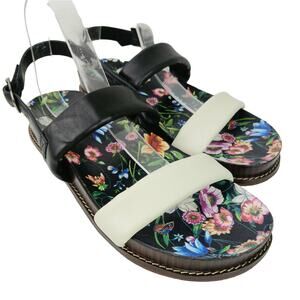 Johnny Was SZ 9 Double Band Sandal Floral Leather NEW $258